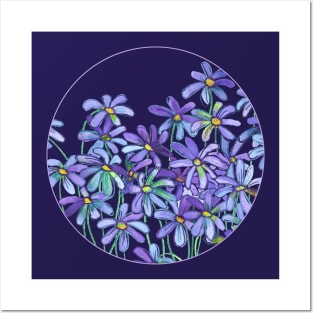 Purple Daisies in Watercolor & Colored Pencil Posters and Art